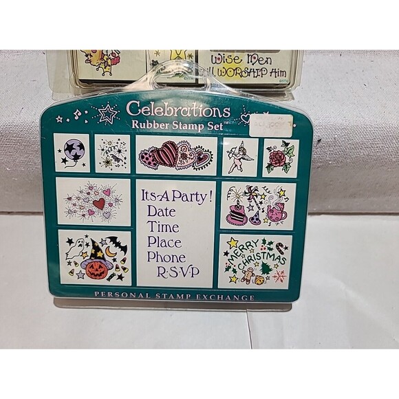 LOT Of 2 Rubber Stamp Sets Christmas Halloween Party Nativity 19 Stamps Total - Picture 2 of 8